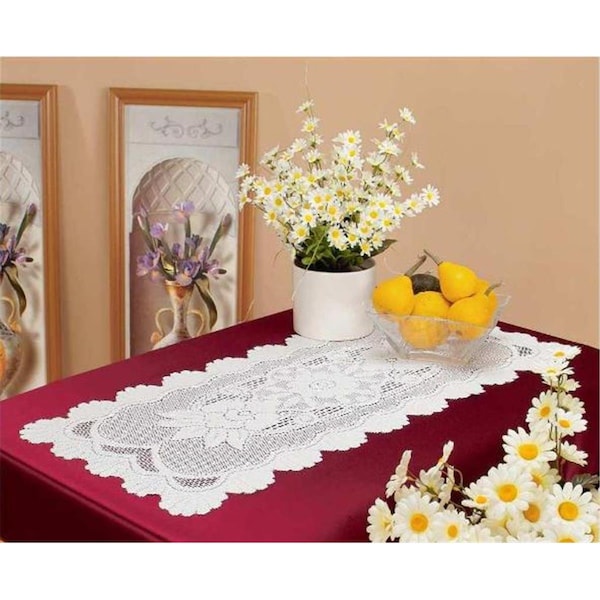 Fastfood 16 x 72 in. European Lace Table Runner, Ivory - FA2570127