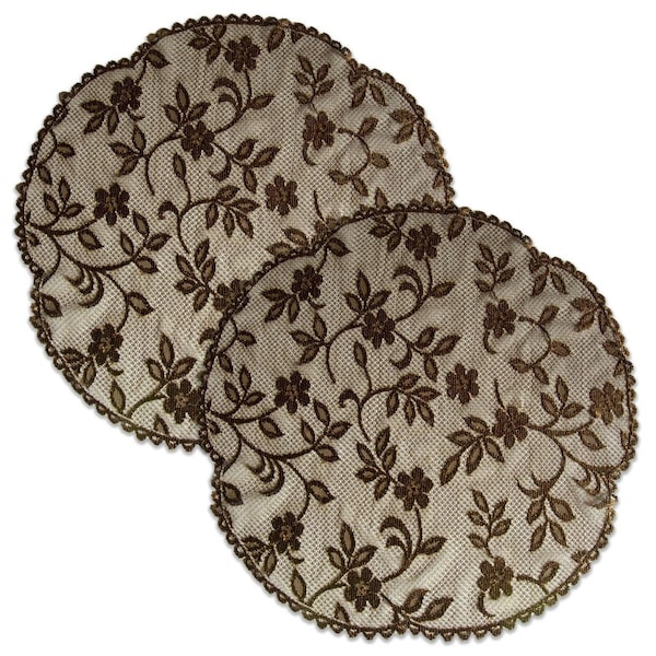 Heritage Lace 20 in. Jasmine Round Doilies, Earth - Set of 2 - JM-2000ER-S