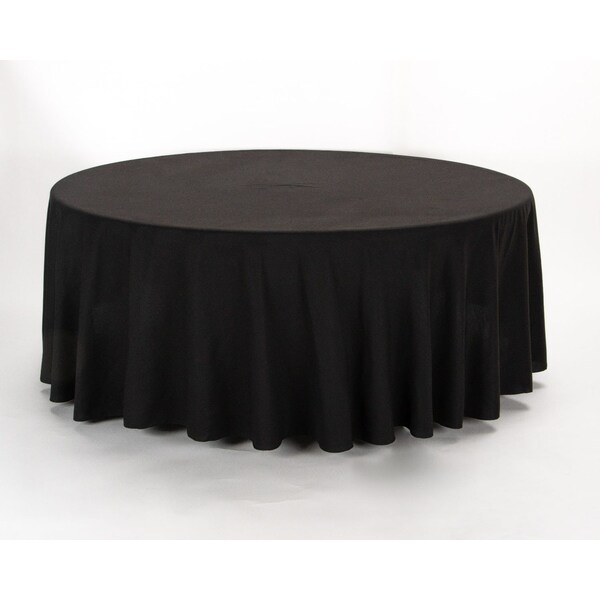 Atlas Commercial Products 108" Round Polyester Tablecloth, Black - PY-108R-03