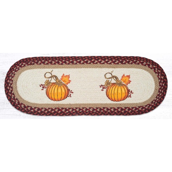 Palacedesigns 13 x 36 in. OP-417 Autumn Pumpkin Oval Table Runner Rug - PA2848157