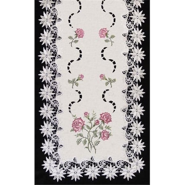 Sinobrite Sinobrite H0608-RS Pink Rose Lacey Edge Square Doily; 12 in. - H0608/RS(012)