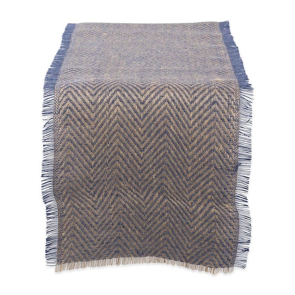 Fastfood 14 x 108 in. Chevron Burlap Table Runner - French Blue - FA1525290