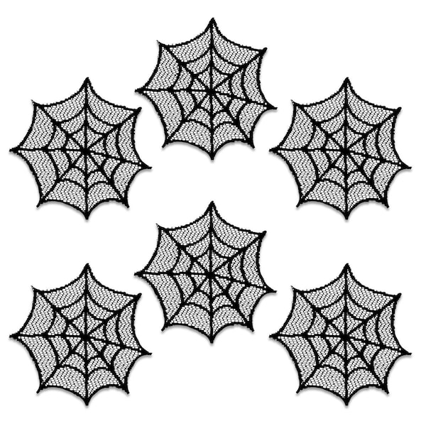 Heritage Lace 6 in. Spider Web Doily - Black - Set of 6 - HW-0600B-S