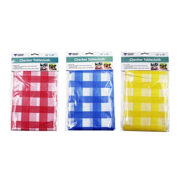 Jmk Diamond Visions Assorted Checkered Vinyl Disposable Tablecloth 72 in. L X 52 in. W - 06-2413