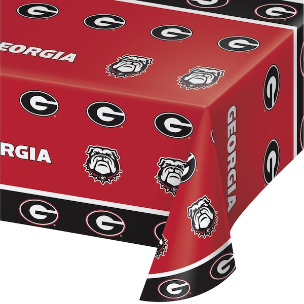 Ncaa 54" x 108" University of Georgia Plastic Tablecloth PK12, 12PK - 336369