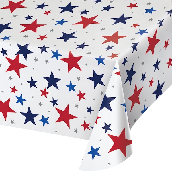Creative Converting Patriotic Stars Paper Tablecloth, 102"x54", 12PK - 349750