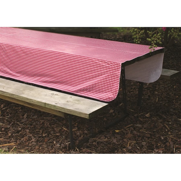 Camco PICNIC TABLECLOTH, RED/WHITE 52IN X 84IN, BILINGUAL - 51019