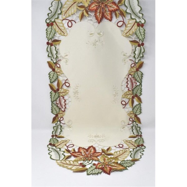 Sinobrite 16 x 36 in. Multicolored Autumn Leaves Table Runner - H9118-16X36