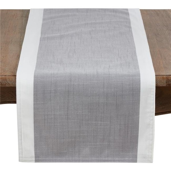 Saro Saro 712.GY16108B 16 x 108 in. Banded Border Oblong Table Runner; Gray - 712.GY16108B