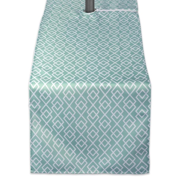 Fastfood 14 x 108 in. Aqua Diamond Outdoor Table Runner with Zipper - FA1543556