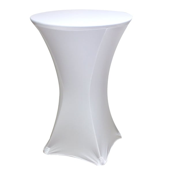Atlas Commercial Products Spandex Fitted Stretch Table Cover for 30" Cocktail Table, White - SP-CTC-01