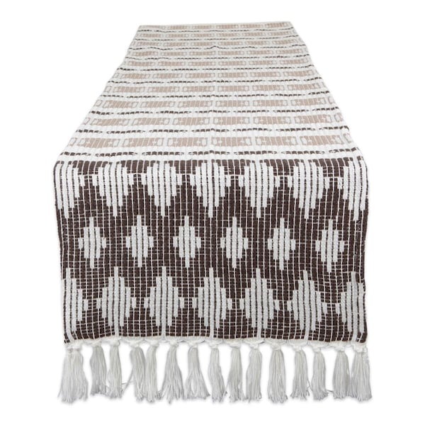Fastfood 72 in. Colby Southwest Dark Brown & Stone Table Runner - FA1533892