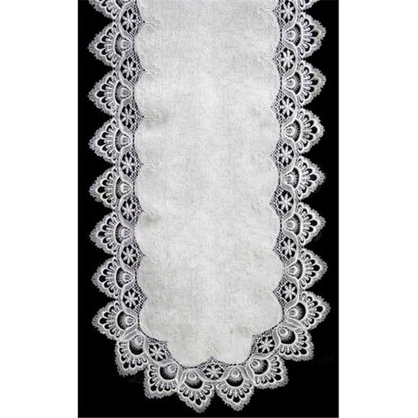 Sinobrite Sinobrite H8139-F1 White Lace Oblong Table Cloth; 68 x 126 in. - H8139/F1(68X126)
