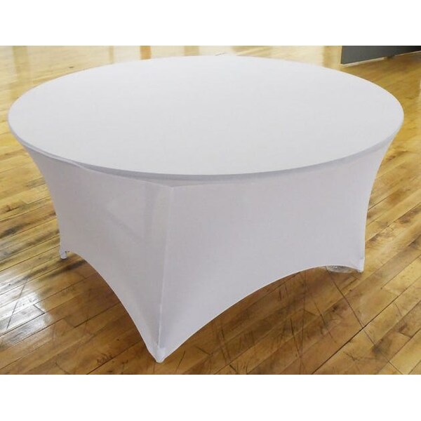 Atlas Commercial Products Spandex Fitted Stretch Table Cover for 60" Round Folding Table, White - SP-60R-01