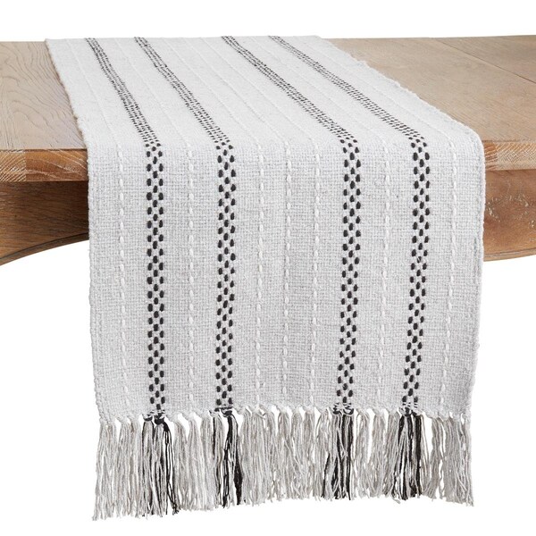 Tistheseason 16 x 72 in. Stitched Stripe Table Runner with Fringe Design - TI3209095