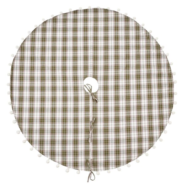 Tistheseason 53 in. Plaid Pom Pom Tree Skirt, Green - TI3213305