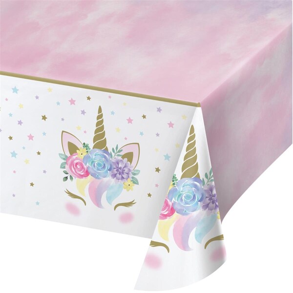 Commander In Chef 54 x 102 in. Unicorn Baby Shower Plastic Tablecloth, 6PK - CO3517746