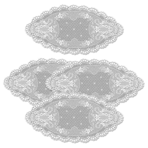 Heritage Lace 14 x 28 in. Floret Doily - White - Set of 4 - FO-1428W-S