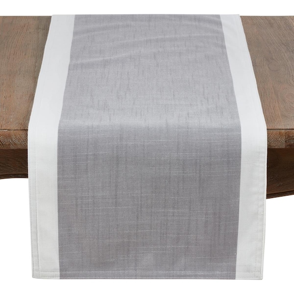 Saro 16 x 54 in. Banded Border Oblong Table Runner, Gray - 712.GY1654B