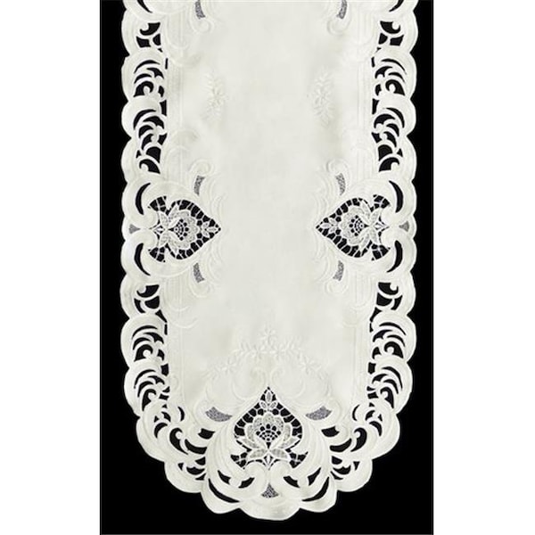 Sinobrite Sinobrite H7889-1 Ivory Elegance Oval Runner; 14 x 28 in. - H7889/1(14X28)