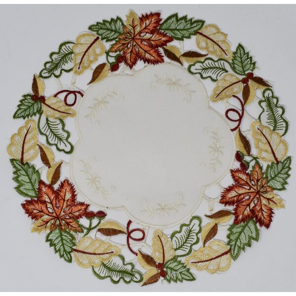 Sinobrite 12 in. Multicolored Autumn Leaves Doily - H9118-012