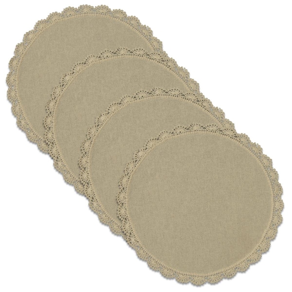 Heritage Lace 12 in. Crochet Envy Petal Edge Round Doily - Natural - Set of 4 - CEPE-1200NA-S
