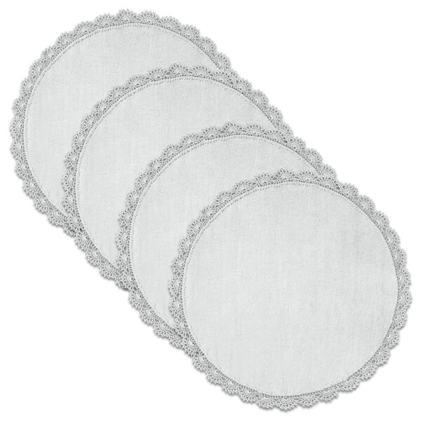 Heritage Lace 12 in. Crochet Envy Petal Edge Round Doily - White - Set of 4 - CEPE-1200W-S