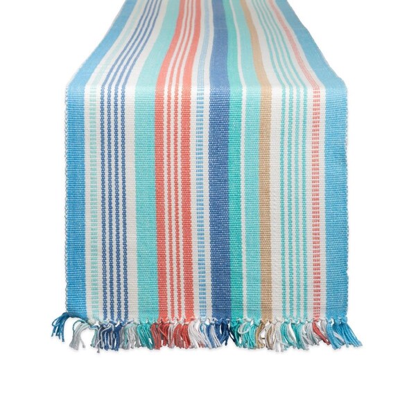 Fastfood 13 x 72 in. Seashore Stripe Fringed Table Runner - FA1582906
