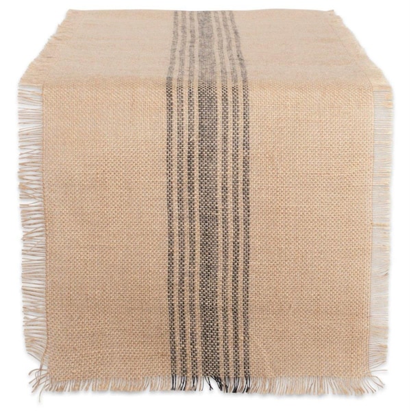 Fastfood 14 x 108 in. Mineral Middle Stripe Burlap Table Runner - FA1525327