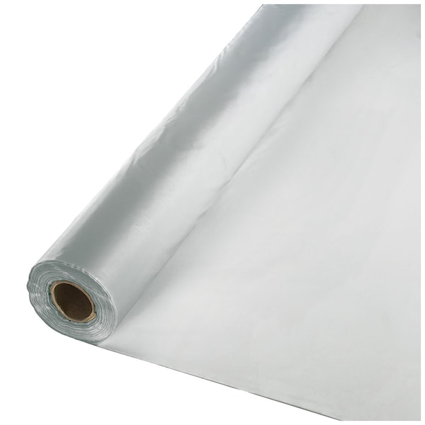 Touch Of Color 100' x 40" Shimmering Silver Plastic Banquet Roll - 013017