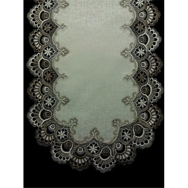 Sinobrite Sinobrite H8139-FF Cocoa Lace Oval Runner; 16 x 45 in. - H8139/FF(16X45)