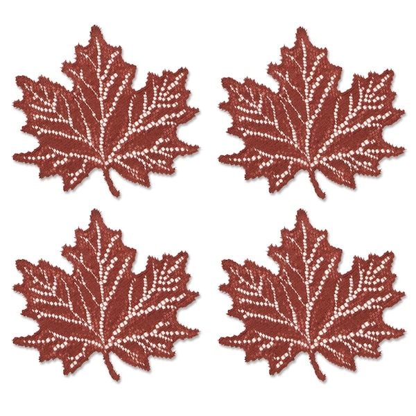 Heritage Lace 7 x 8 in. Leaf Maple Doily - Dark Paprika - Set of 4 - MP-0708DP-S