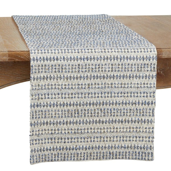 Saro 16 x 72 in. Woven Line Oblong Table Runner, Black - 840.BL1672B