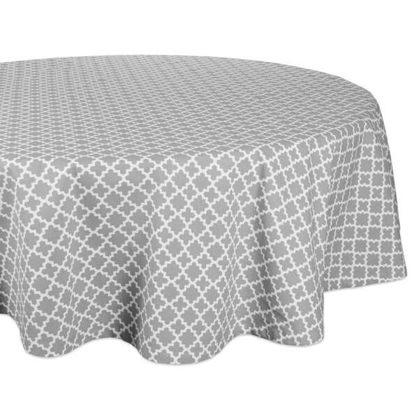 Fastfood 70 in. Round Gray Lattice Tablecloth - FA2567349