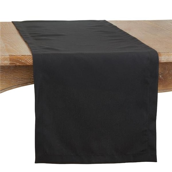 Saro Saro 321.BK1690B 16 x 90 in. Casual Design Everyday Oblong Table Runner; Black - 321.BK1690B