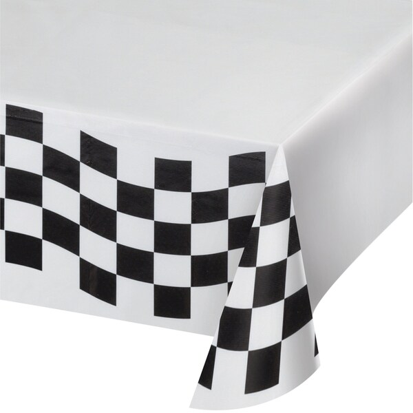Creative Converting Black and White Check Paper Tablecloth, 108"x54", 12PK - 010546405