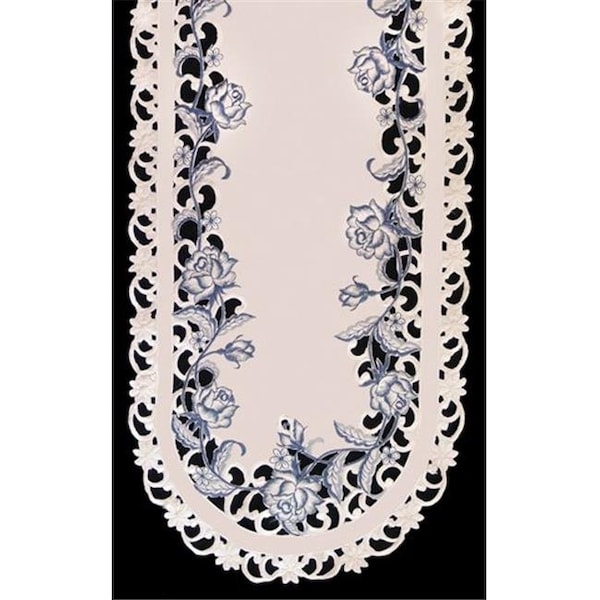 Sinobrite Sinobrite H8459-B Delft Blue & Rose Round Doily; 12 in. - H8459/B(012)