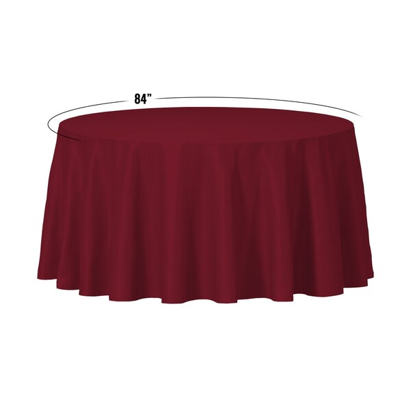 Smarty Had A Party 84 Burgundy Round Disposable Plastic Tablecloths 96 Tablecloths, 96PK - 823270-BR-CASE