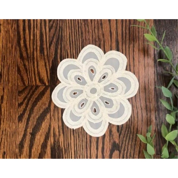 Tarifa 6 in. Crystal Lace Ecru Round Crochet Doily - TA3121474