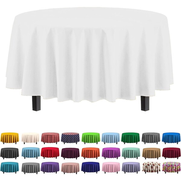 Monarch Brands 132in White Tablecloths - Round, 12PK - TL-132-WHT-CS