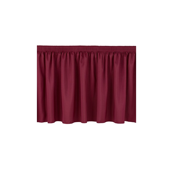 National Public Seating Stage Shirred Pleat Skirting, 16"H x 96"L, Burgundy - SS16-96-08