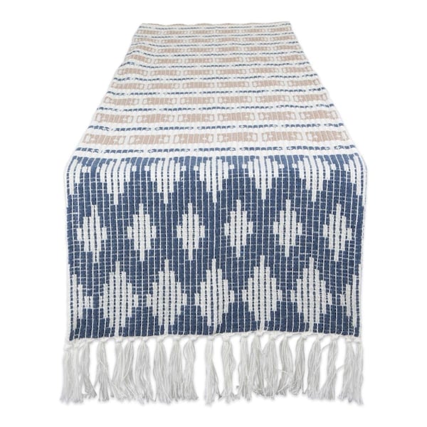 Fastfood 72 in. Colby Southwest French Blue & Stone Table Runner - FA1536645