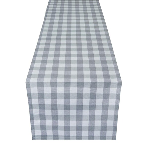 Desorden 13 x 90 in. Buffalo Check Reversible Table Runner, Grey - DE2737258