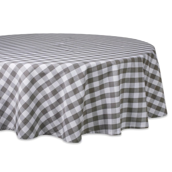 Design Imports 70 in. Tablecloth Checkers - Gray & White - CAMZ36887