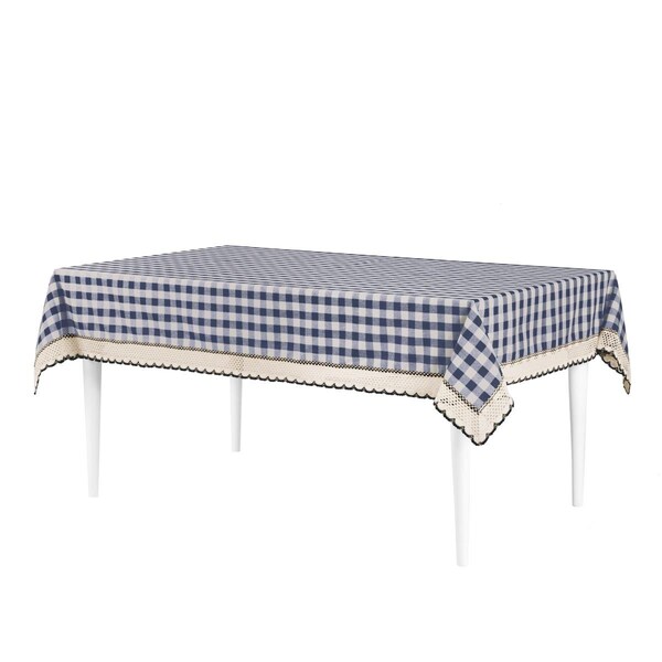 Achim Importing Achim 60 x 120 in. Buffalo Check Tablecloth with Macram Trim Navy - BCT120NY24