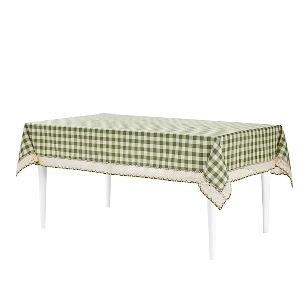 Achim Importing Achim  60 x 120 in. Buffalo Check Tablecloth with Macram Trim Sage - BCT120SG24