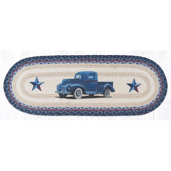 Palacedesigns 13 x 36 in. OP-362 Blue Truck Oval Patch Runner - PA3379706