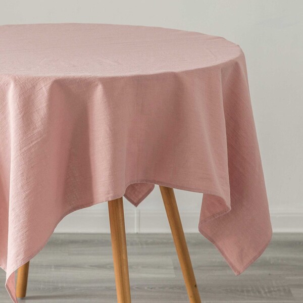 Deerlux 100% Pure Linen Washable Tablecloth Solid Color, 52 x 52 Square Pink - QI003989.5252.PK