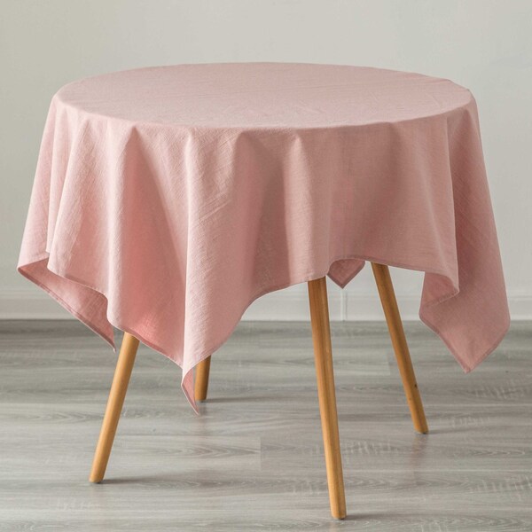Deerlux 100% Pure Linen Washable Tablecloth Solid Color, 52 x 52 Square Pink - QI003989.5252.PK