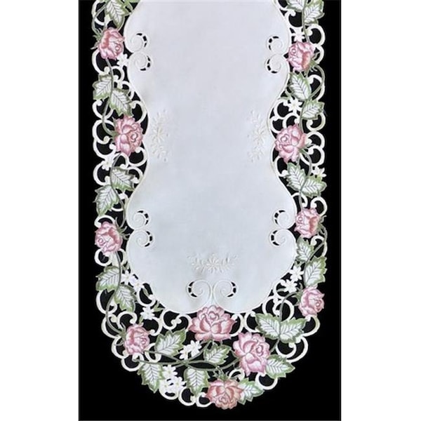 Sinobrite Sinobrite H7538-RS Victorian Rose & Pink Oval Runner; 16 x 54 in. - H7538/RS(16X54)